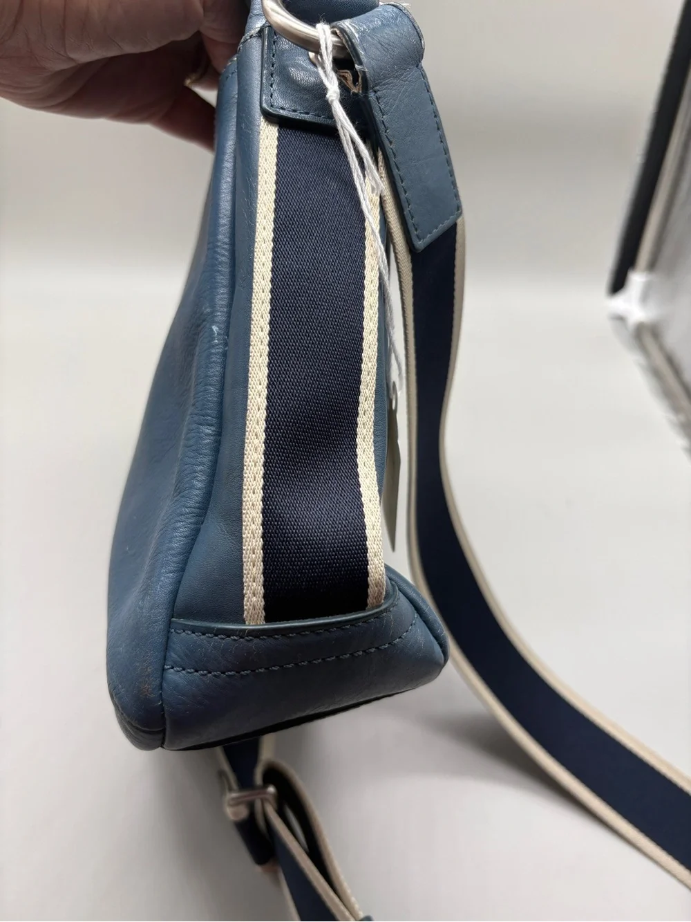 Coach Blue Leather Crossbody Messenger Bag Adjustable Strap Men’s